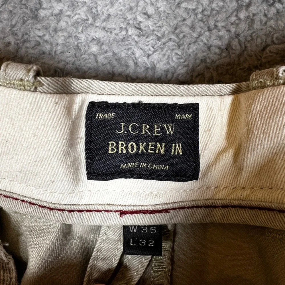 J Crew Chino Pants Mens 35x32 Broken In Khaki‎ Chino Cotton Casual Formal 1040